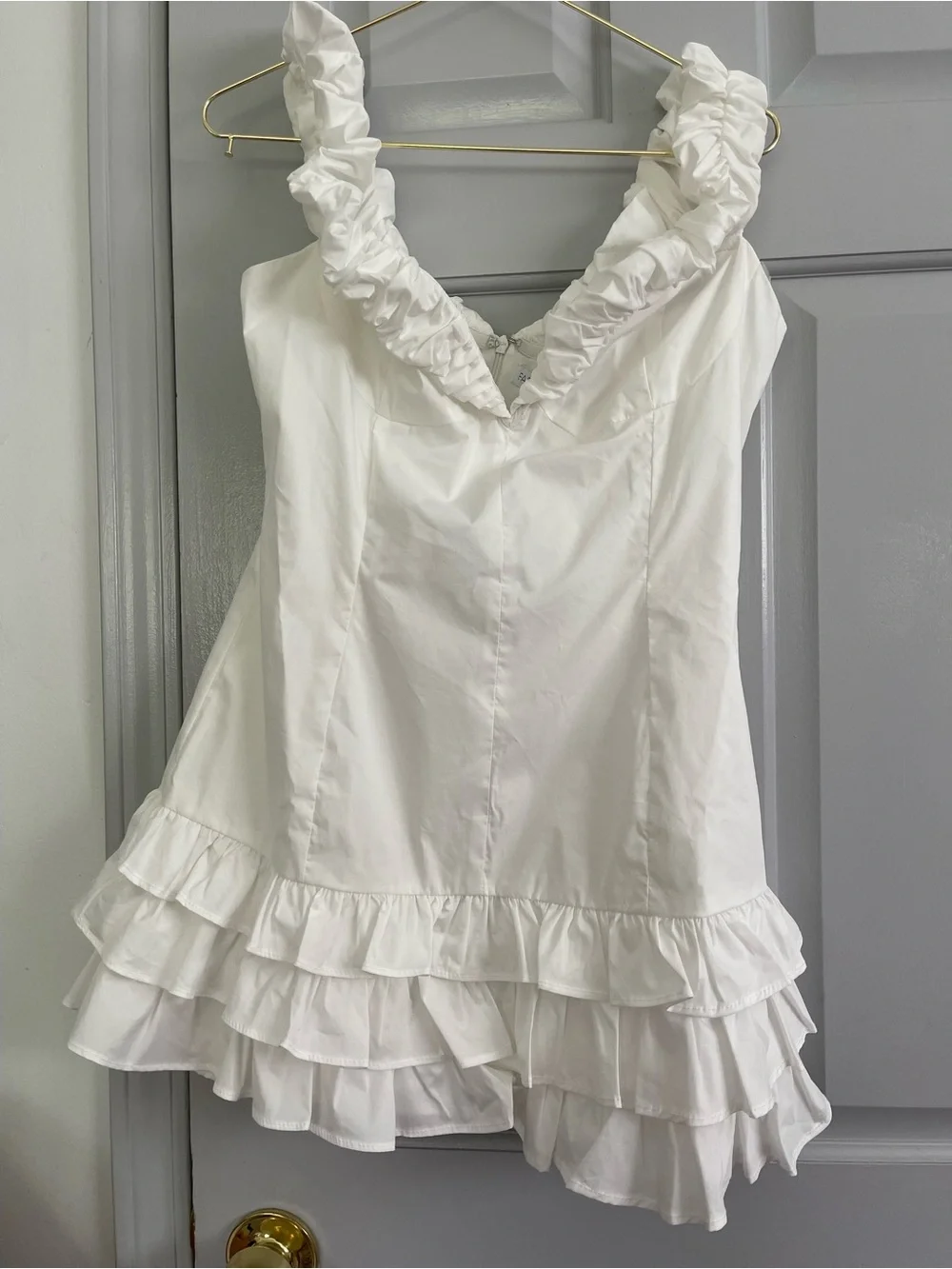 White Ruffle-Trim Dress